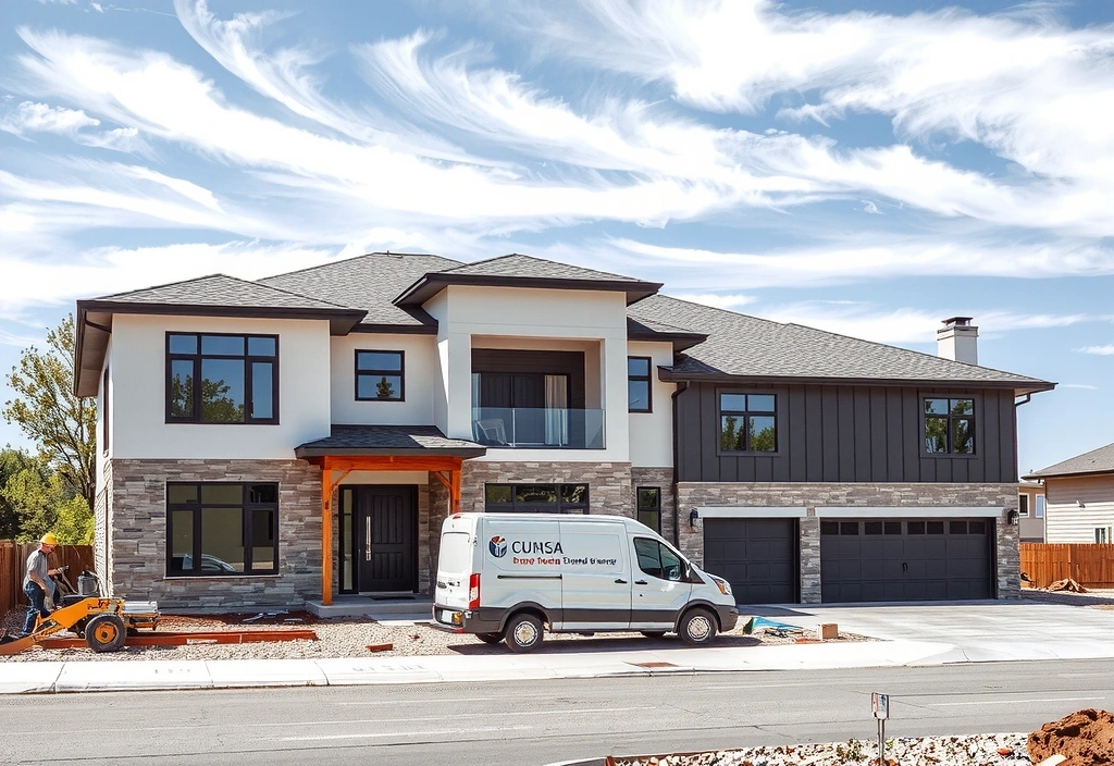 Custom residential construction project showing modern home design