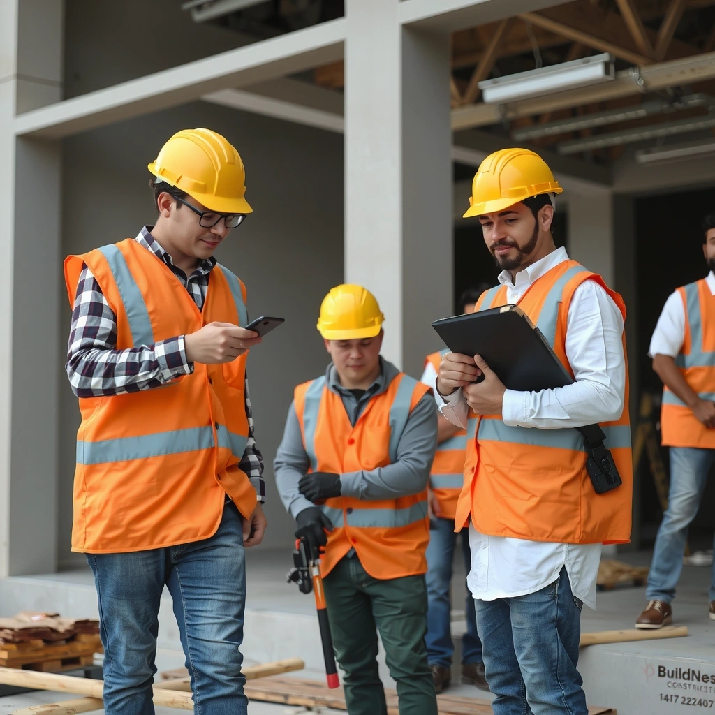 Professional construction team at work